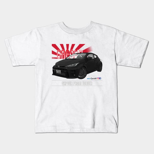 Toyota GRFOUR Black Pearl Kids T-Shirt by PjesusArt